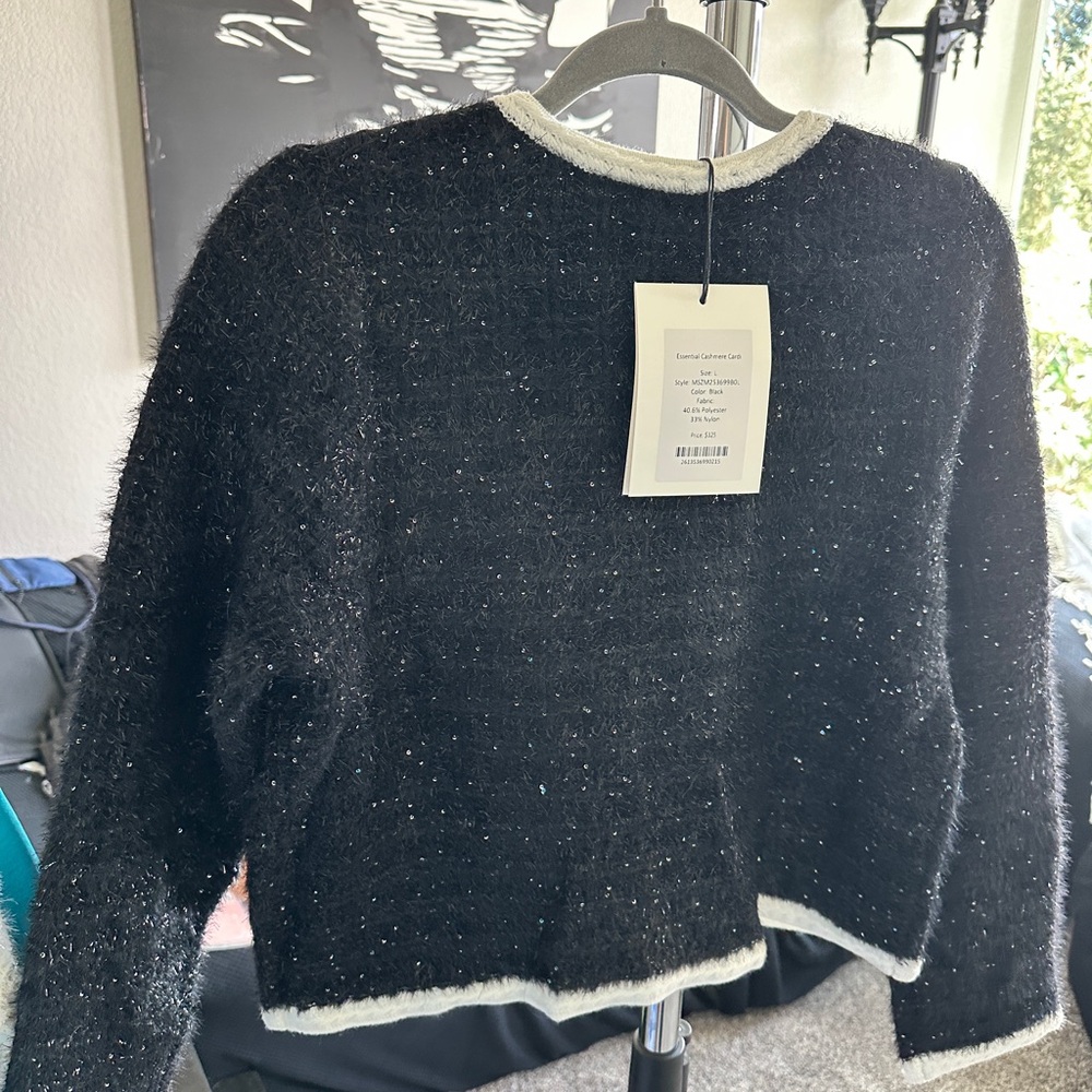 Max Simple Essential Black Cashmere Cardi Size Large NWT - Picture 3 of 4